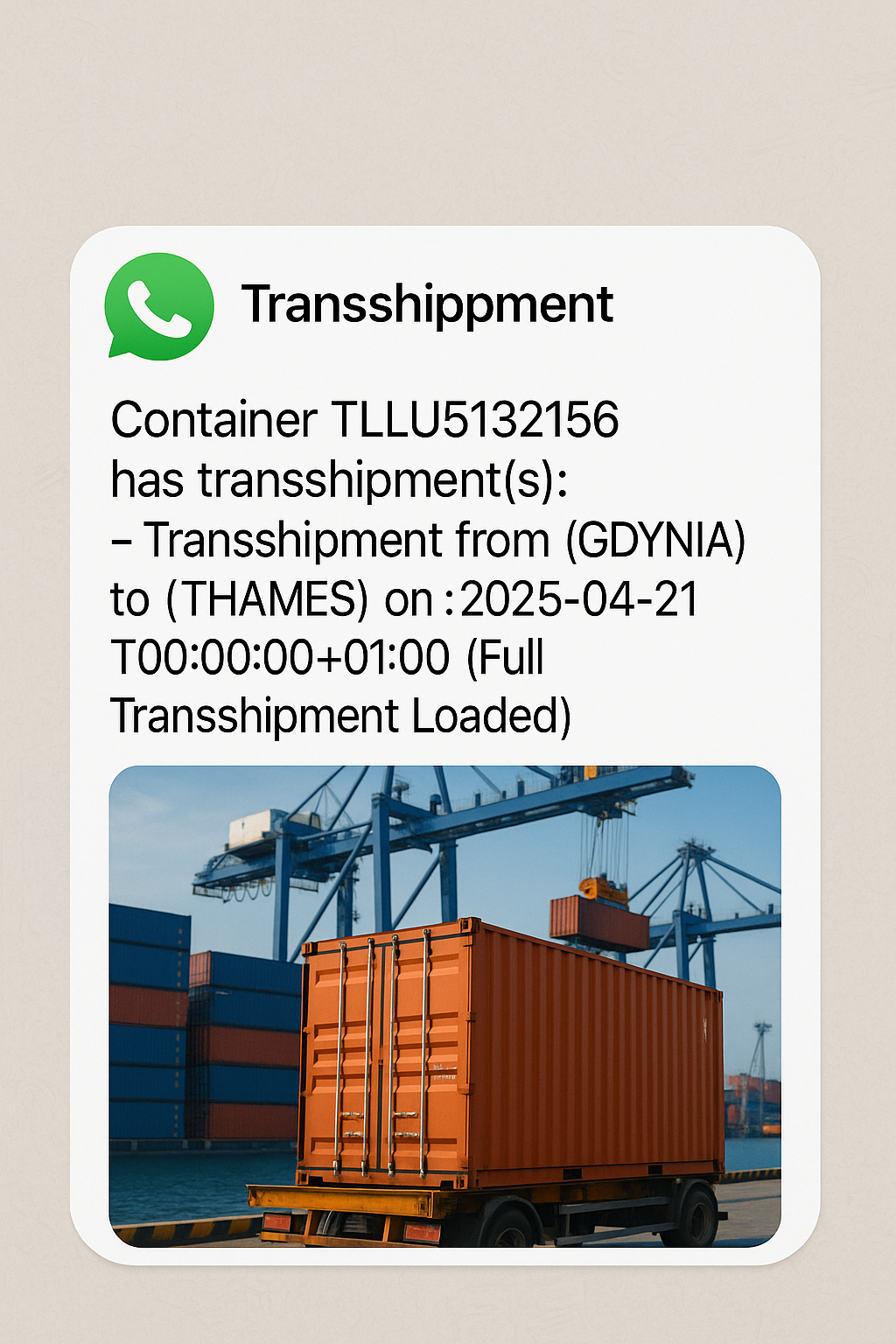 WhatsApp Shipment Alert